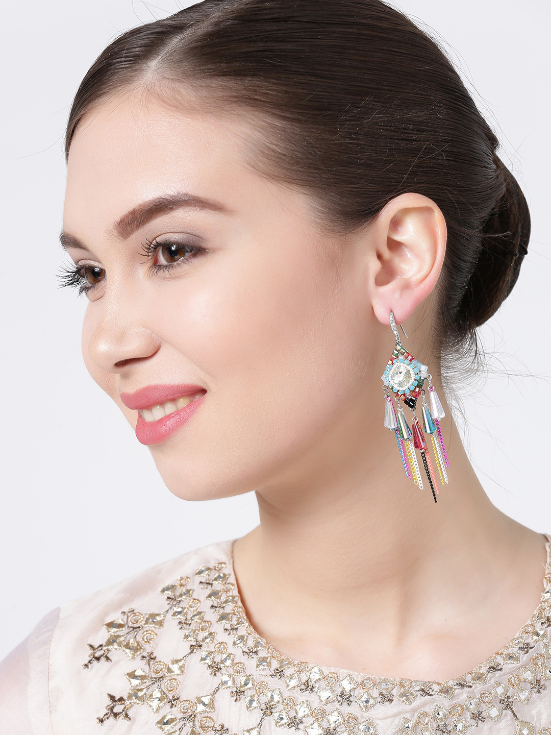 YouBella Multicoloured Geometric Drop Earrings